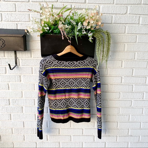 Mossimo Patterned Aztec Sweater With Stripes S/P - Picture 5 of 8